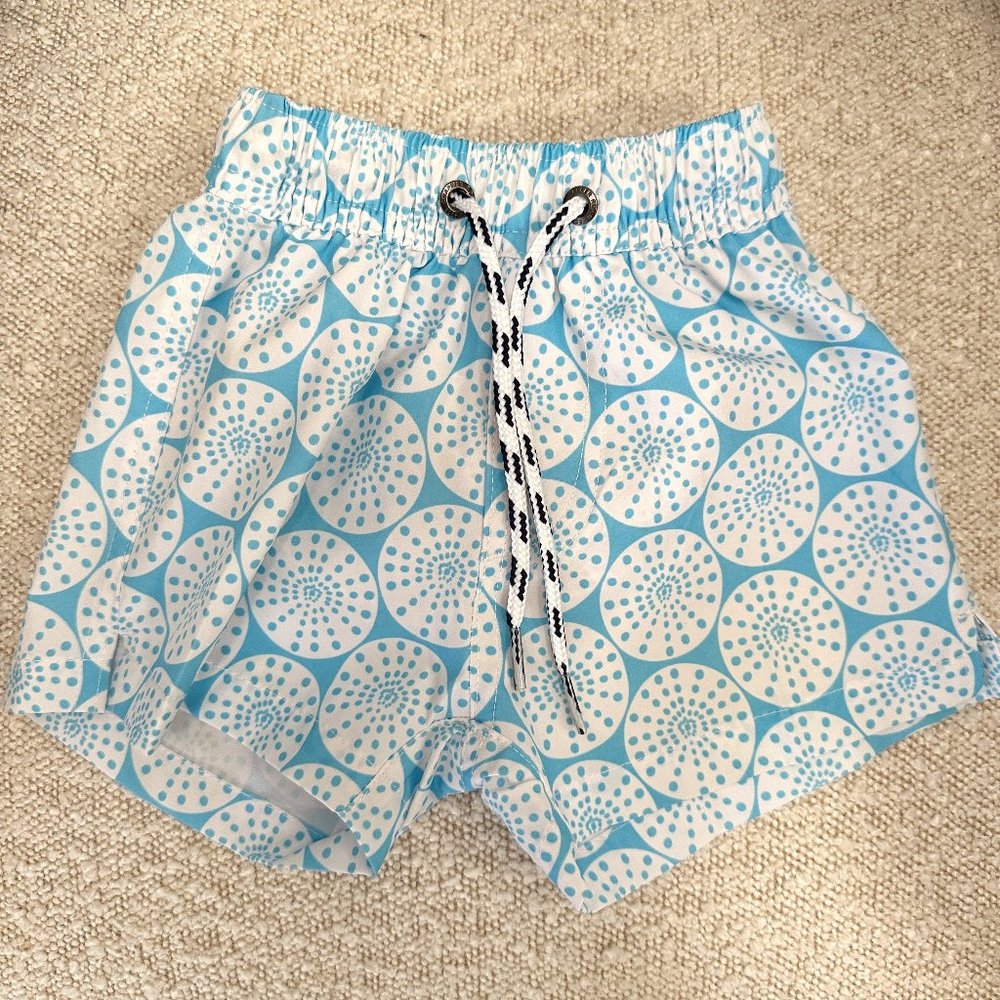 Snapper Rock Blue White Pattern Swim Shorts Trunks 3/6M